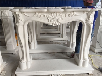 Modern  White Marble Fireplace Mantel For Sales