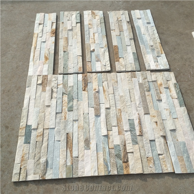 Outdoor Rusty Quartzite Rustic Brick Wall Stack Stone Veneer