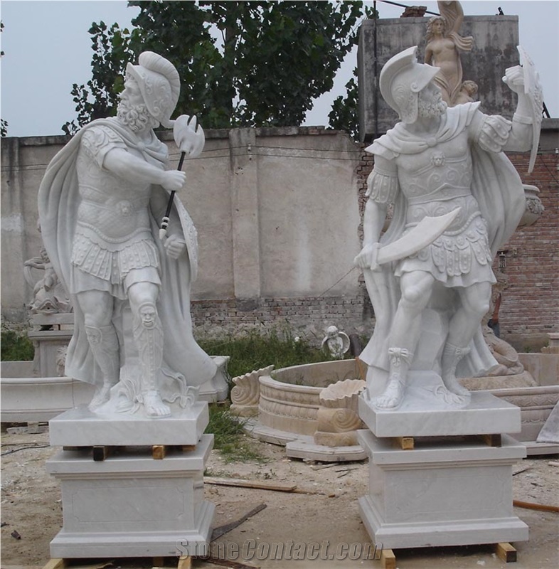 White Marble Angel Garden Statue With Torch Right