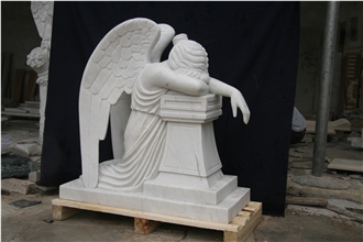 Wholesale White Marble Angel Wings Memorial Monument