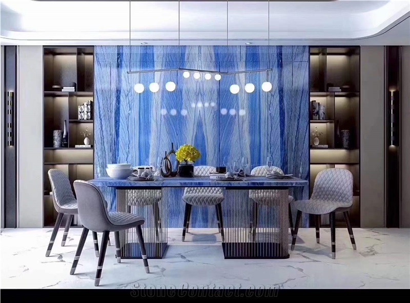 Azul Imperial Quartzite Slabs For Home Decoration