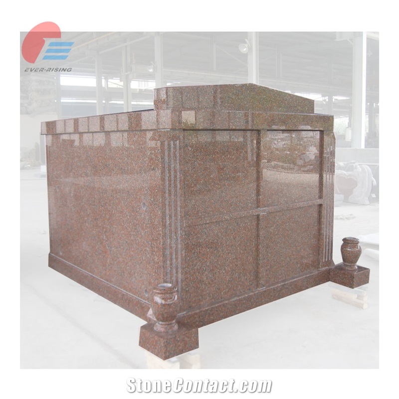 EM4001 Cheapest China Maple Red Granite 4 Crypt Mausoleum