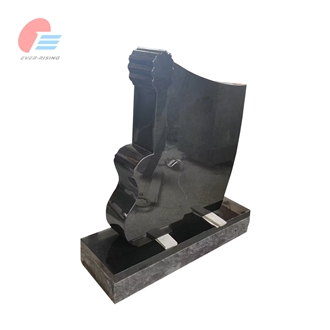 India Black Granite Guitar Shaped Engraved Tombstone