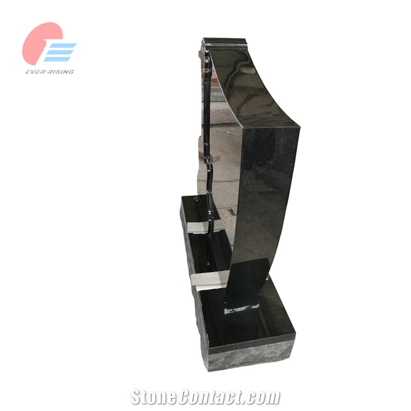 India Black Granite Guitar Shaped Engraved Tombstone