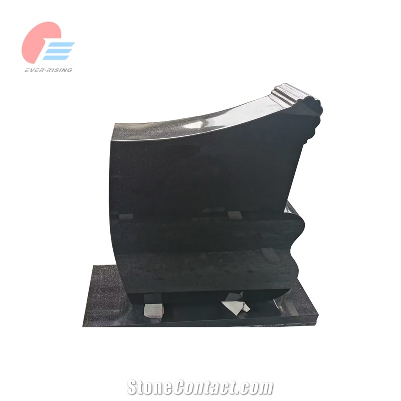 India Black Granite Guitar Shaped Engraved Tombstone