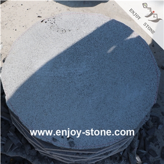 Semi-Honed Basalt Circle Garden Stepping Stone Pavers
