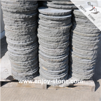 Semi-Honed Basalt Circle Garden Stepping Stone Pavers