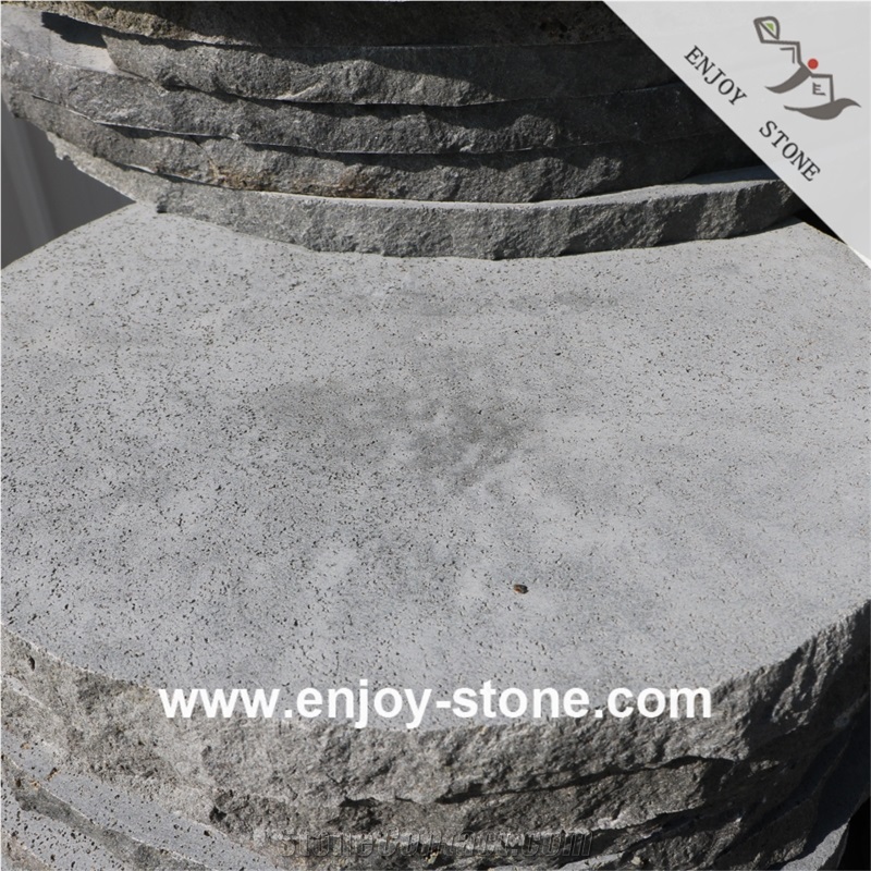 Semi-Honed Basalt Circle Garden Stepping Stone Pavers