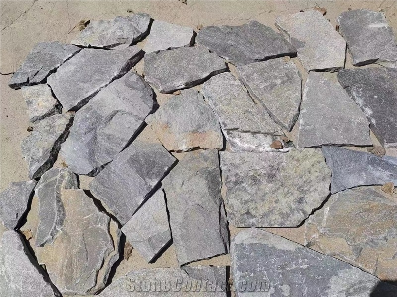 Crazy Hardscape Stone Wall Cladding Panels Slate Interlocking