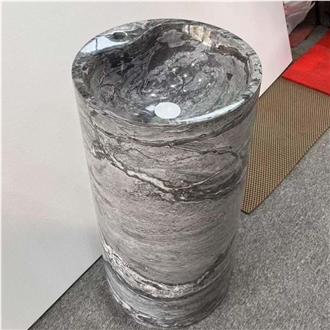 Ancient Wooden Marble Free Standing Wash Basin