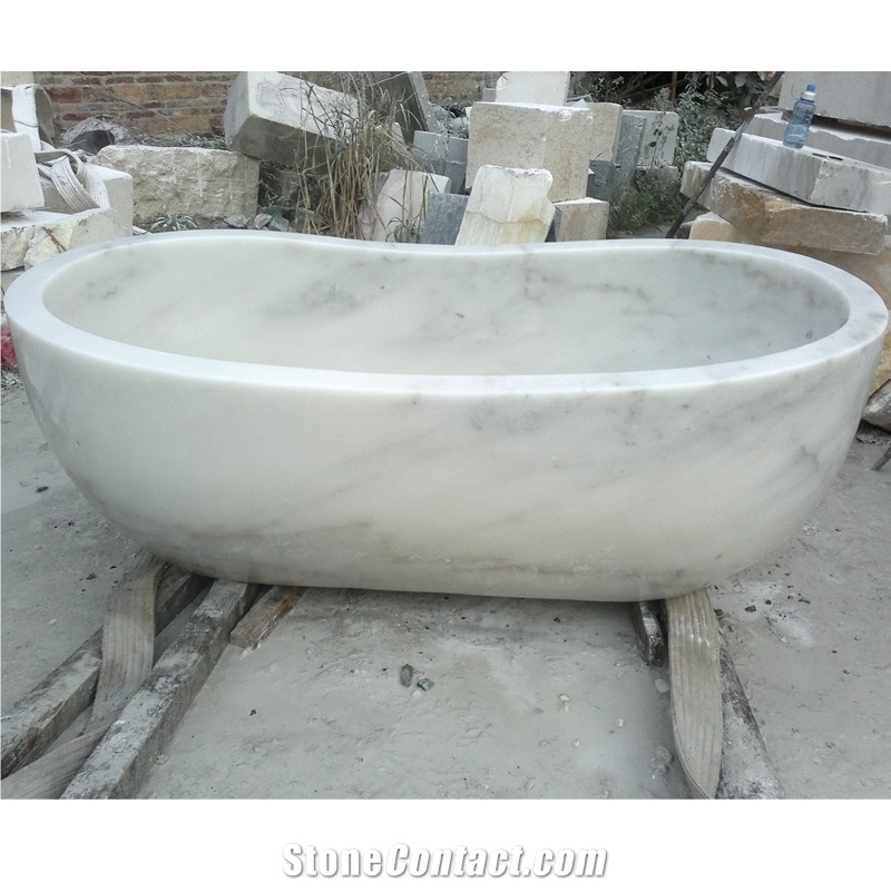 Bianco Carrara Marble Free Standing Bathroom Bathtubs