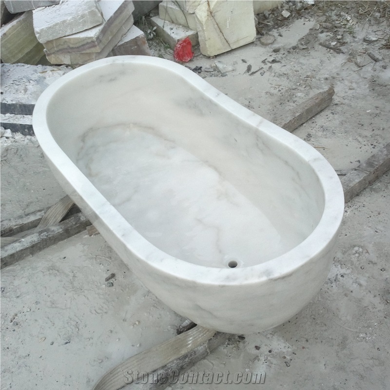 Bianco Carrara Marble Free Standing Bathroom Bathtubs