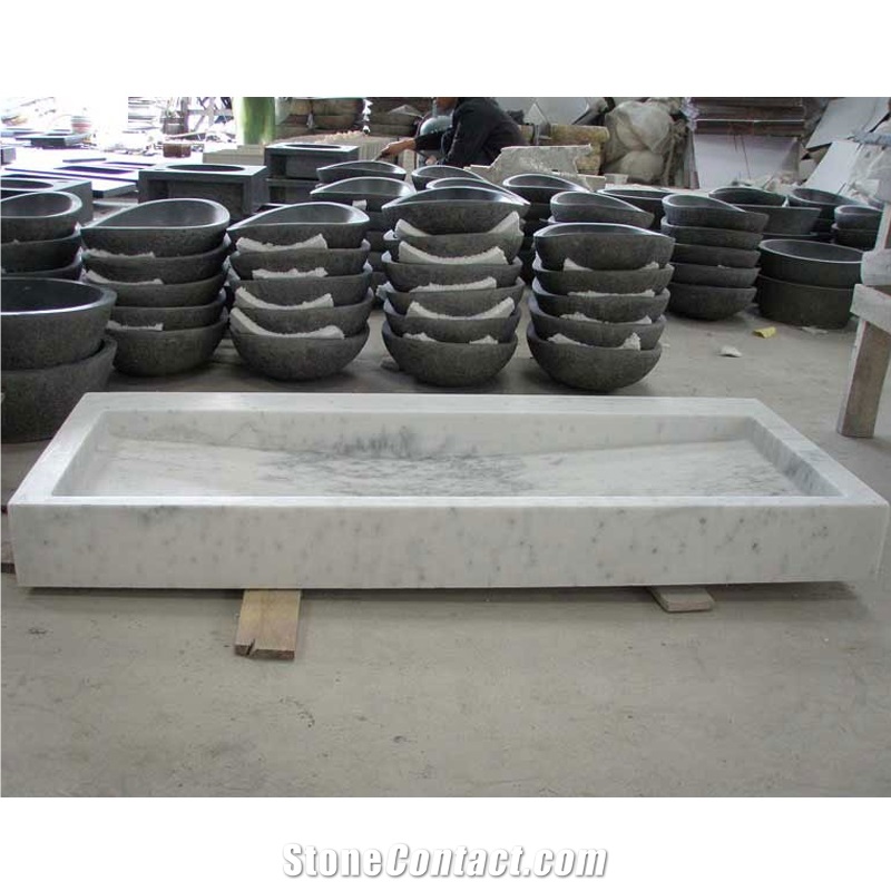 Bianco Carrara White Marble Console Sink