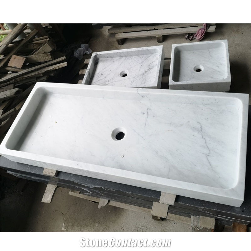 Bianco Carrara White Marble Console Sink