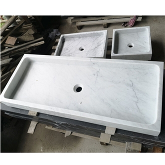 Bianco Carrara White Marble Console Sink