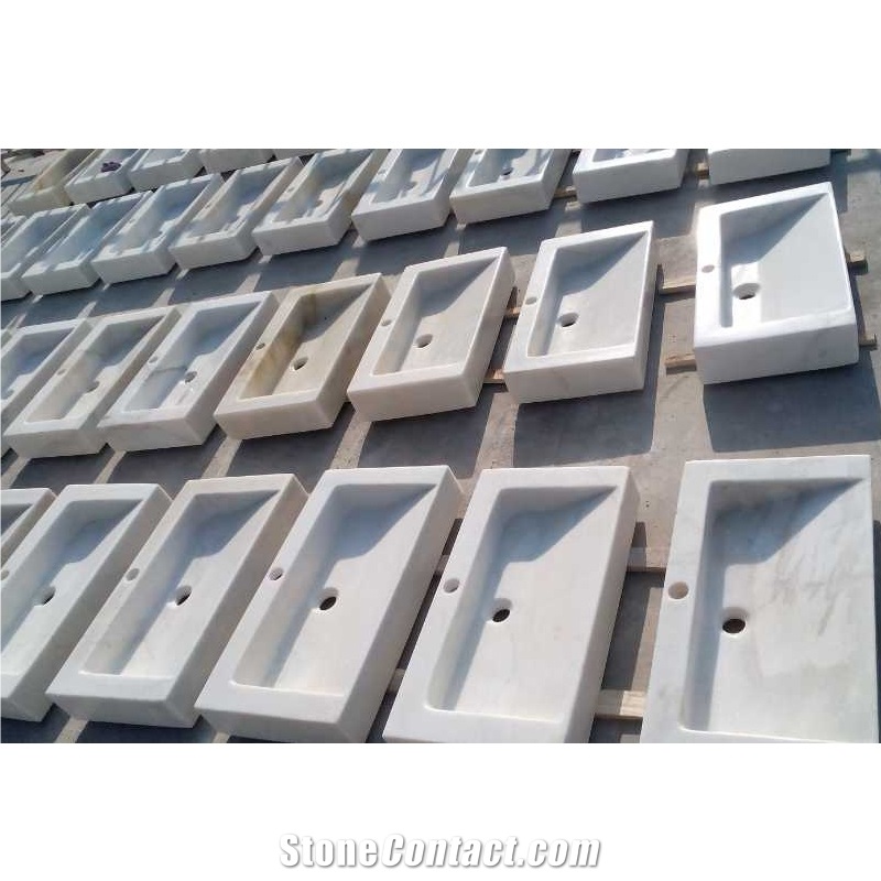 Bianco Carrara White Marble Console Sink