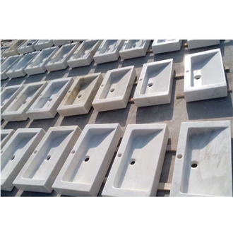 Bianco Carrara White Marble Console Sink