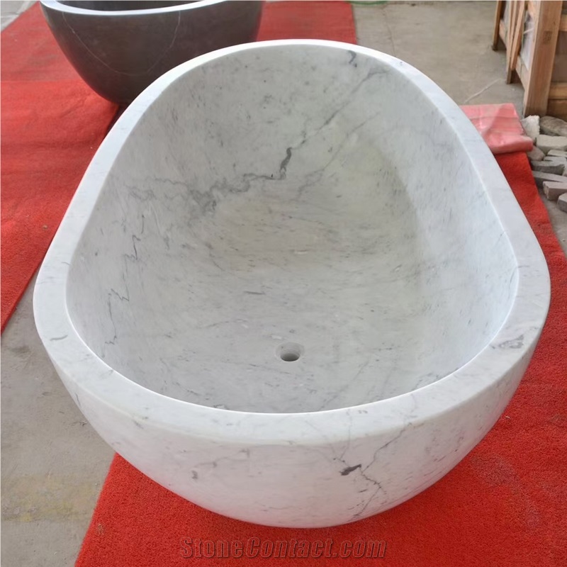 Bianco Carrara White Marble Freestanding Bathtub