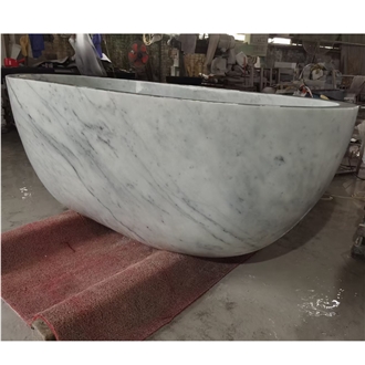 Bianco Carrara White Marble Freestanding Bathtub