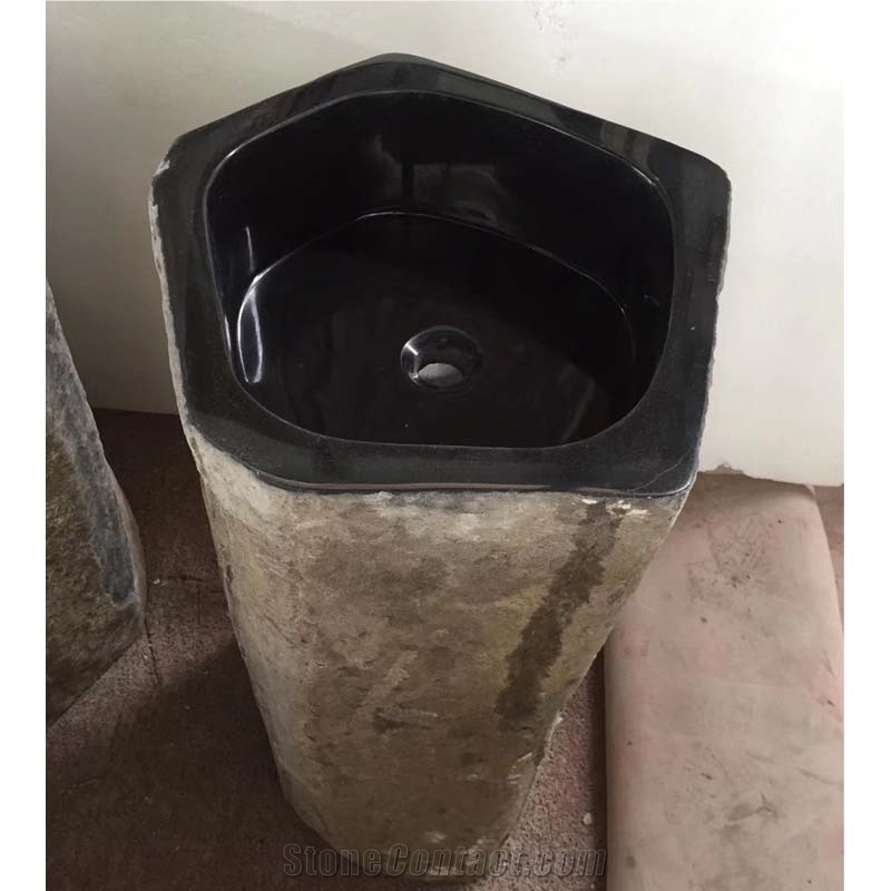 Black Basalt Free Standing Sink Polish Inside Nature Outside