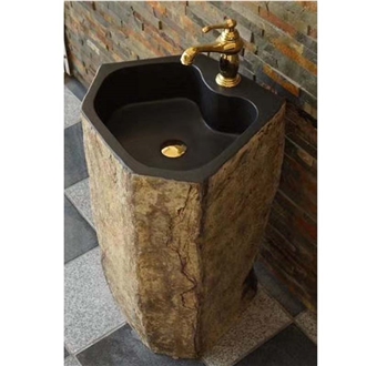 Black Basalt Free Standing Sink Polish Inside Nature Outside
