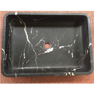 Black Marqunia Marble Rectangle Washbasin Honed