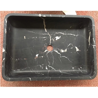 Black Marqunia Marble Rectangle Washbasin Honed