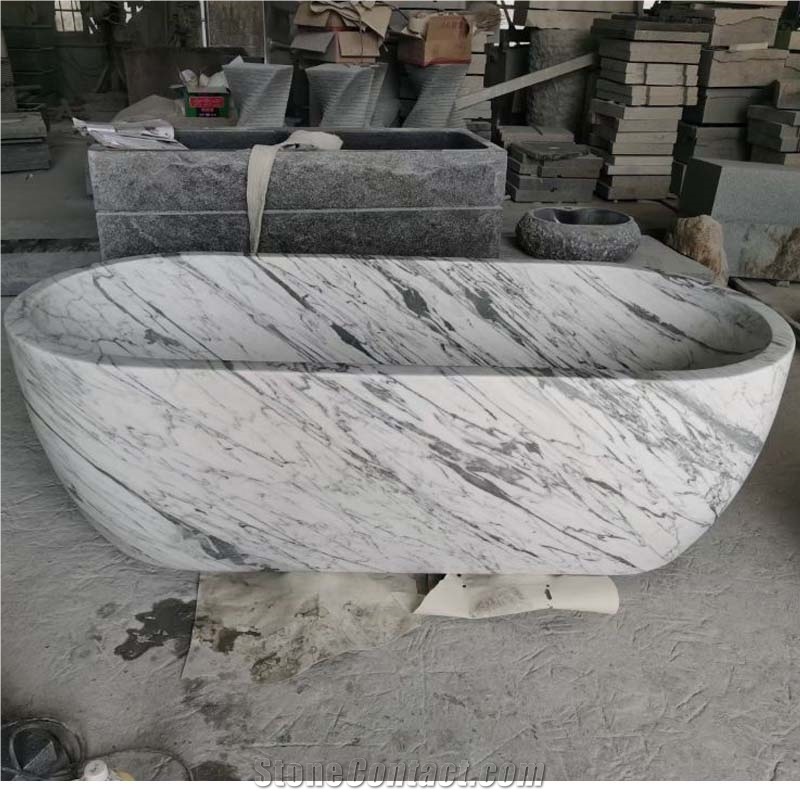 Carrara White Marble Free Standing Bathtubs