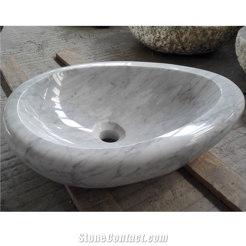 Carrara White Marble Oval Sink