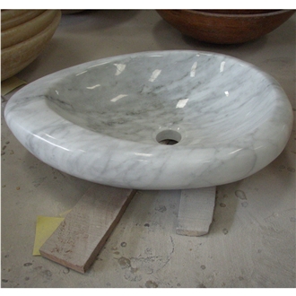 Carrara White Marble Oval Sink