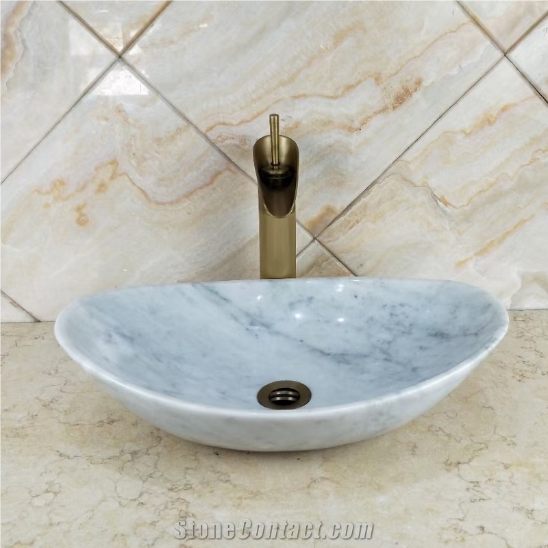 Carrara White Marble Vessel Sink With Good Price