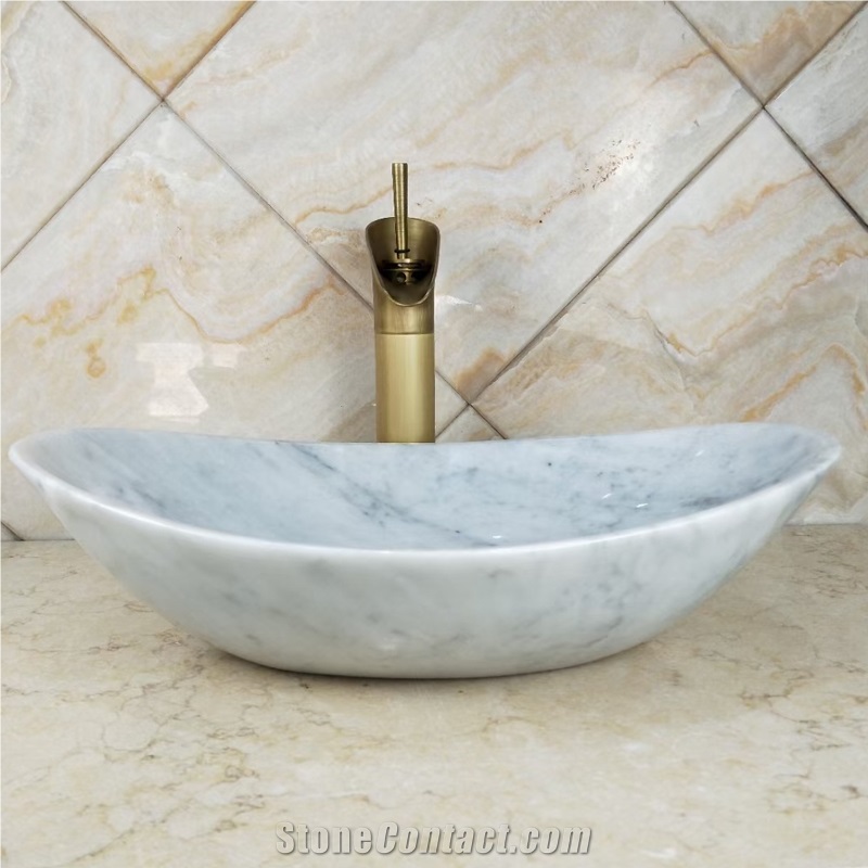 Carrara White Marble Vessel Sink With Good Price