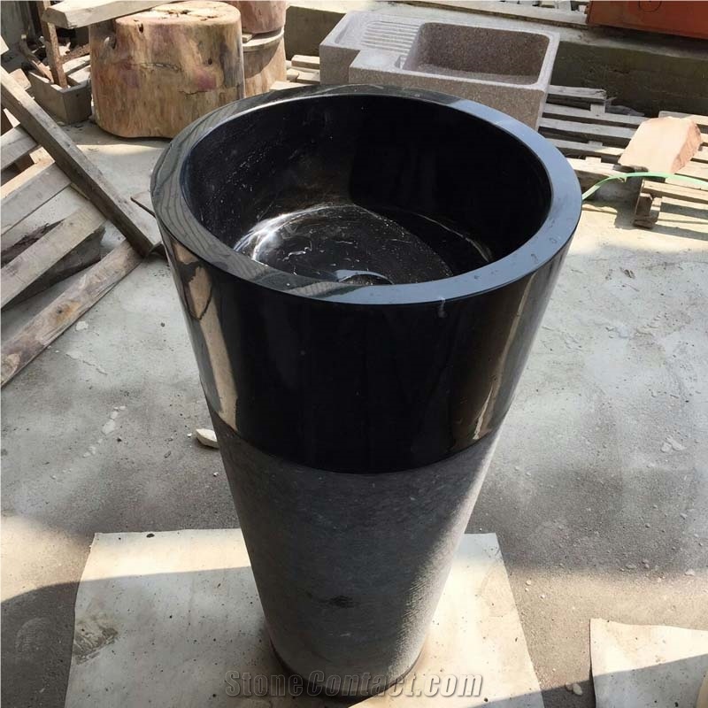 China Black Granite Pedestal Sink