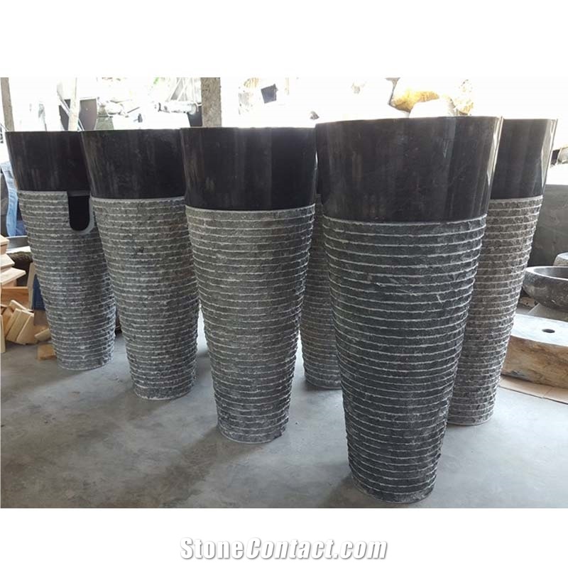 China Black Granite Pedestal Sink