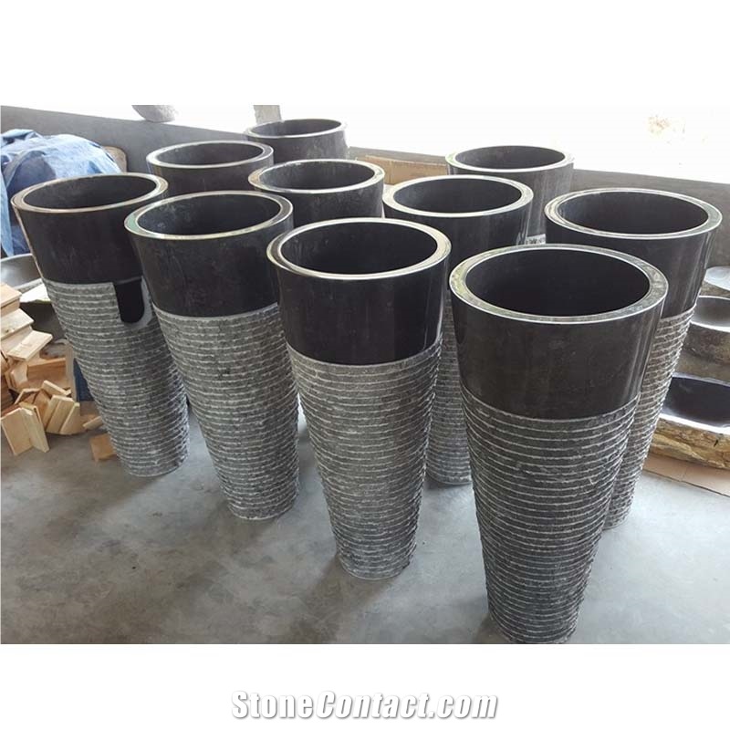 China Black Granite Pedestal Sink
