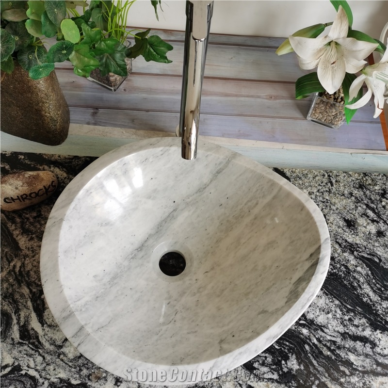 China Carrara White Marble Oval Sinks