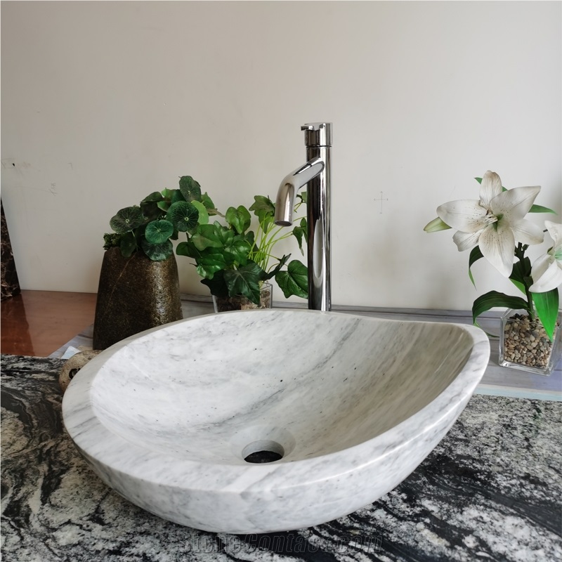 China Carrara White Marble Oval Sinks