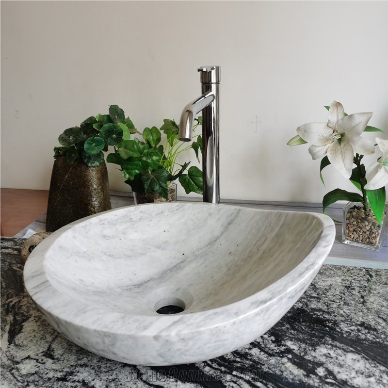 China Carrara White Marble Oval Sinks