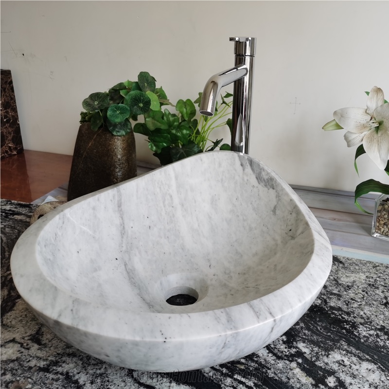 China Carrara White Marble Oval Sinks