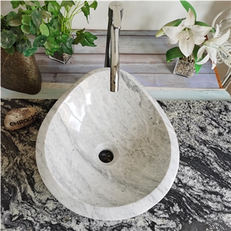 China Carrara White Marble Oval Sinks