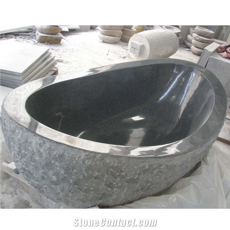 China G654 Granite Bathtub Polish Inside Nature Outside