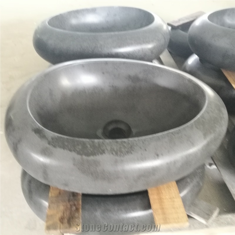 China Grey Basalt Oval Bathroom Sink