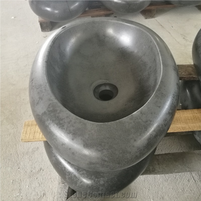 China Grey Basalt Oval Bathroom Sink