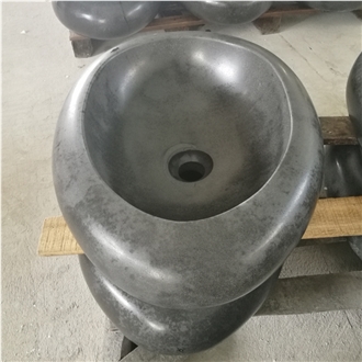 China Grey Basalt Oval Bathroom Sink
