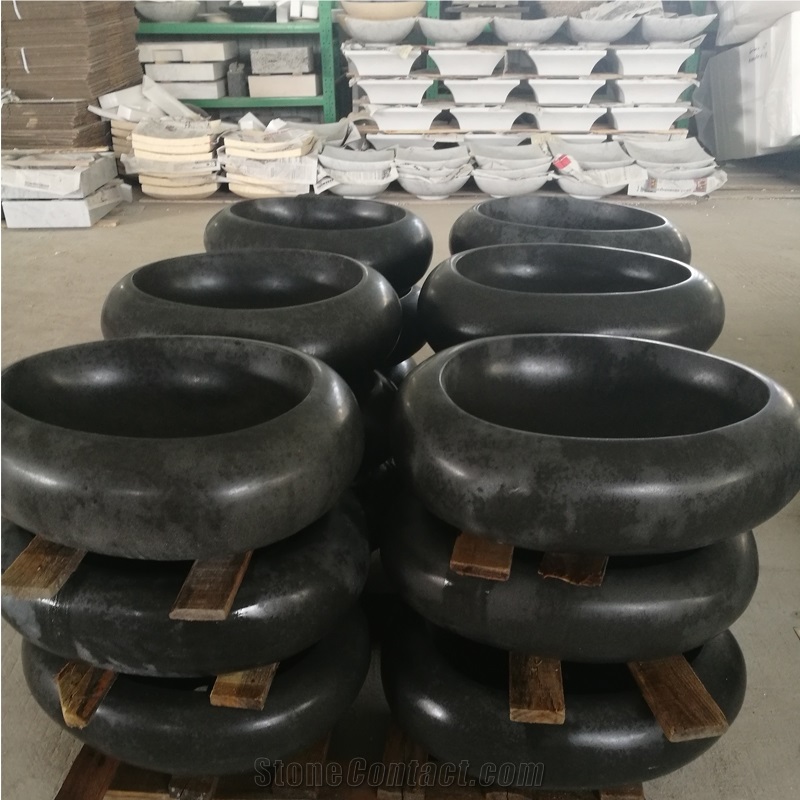 China Grey Basalt Oval Bathroom Sink