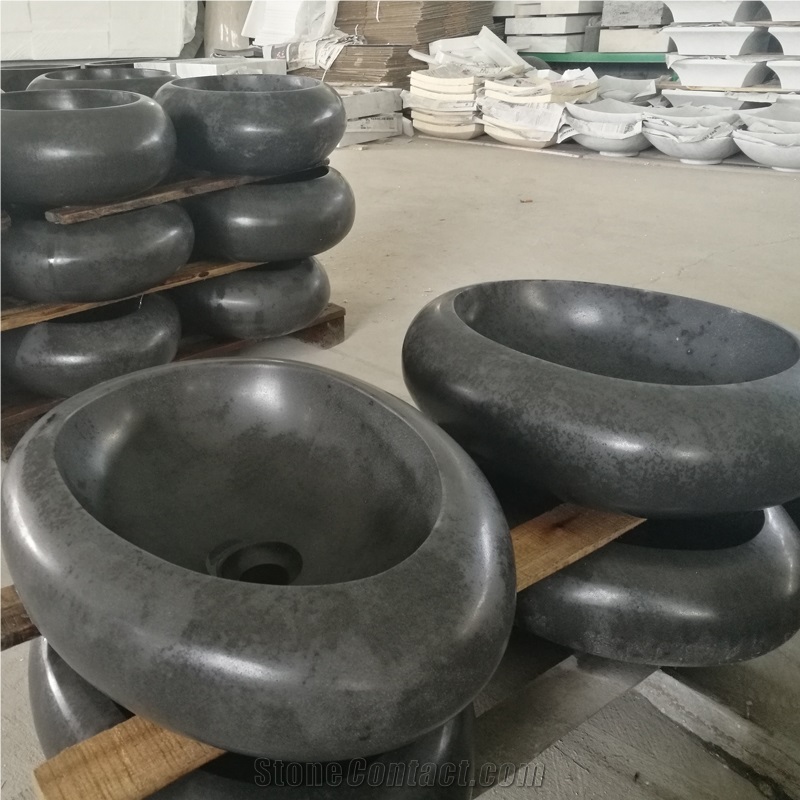 China Grey Basalt Oval Bathroom Sink