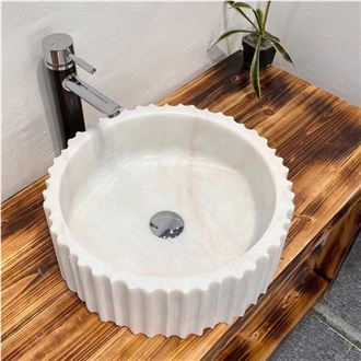 China Guangxi White Marble Wash Basins 42X42x14cm