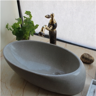 Cinderella Grey Marble Art Oval Sinks Polished