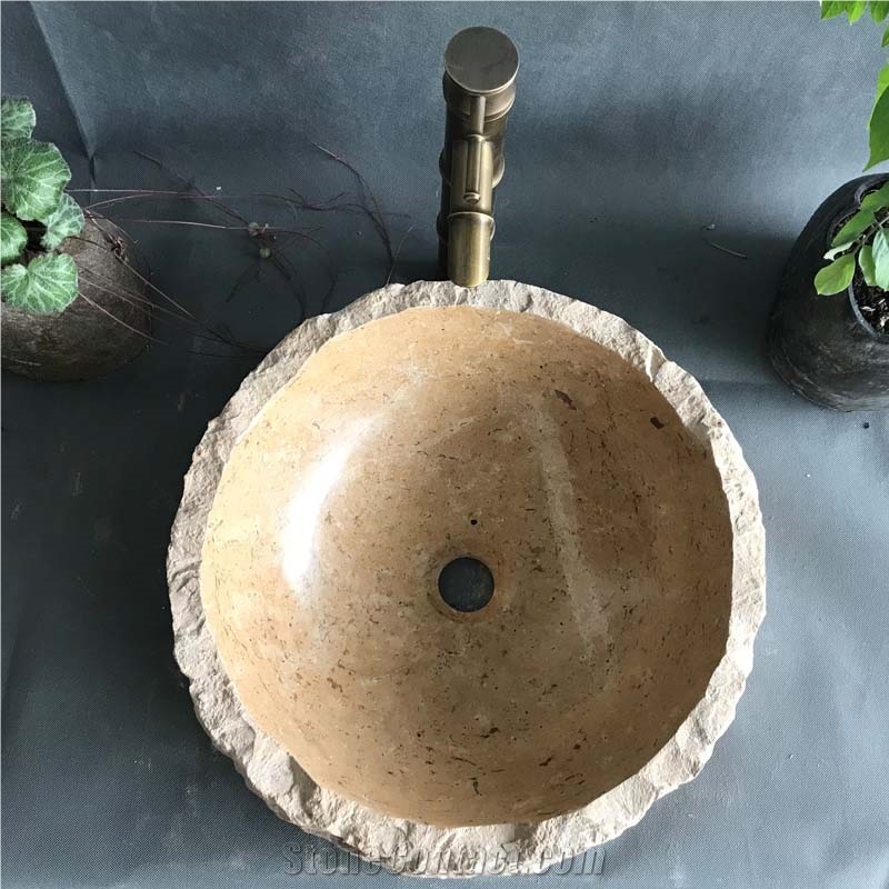 Classic Beige Marble Sink Polish Inside Nature Outside