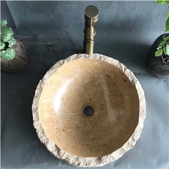 Classic Beige Marble Sink Polish Inside Nature Outside
